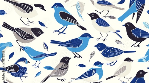 Seamless pattern with pastel colored birds © Aline