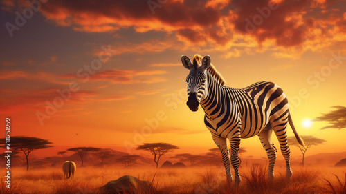 zebra at sunright background