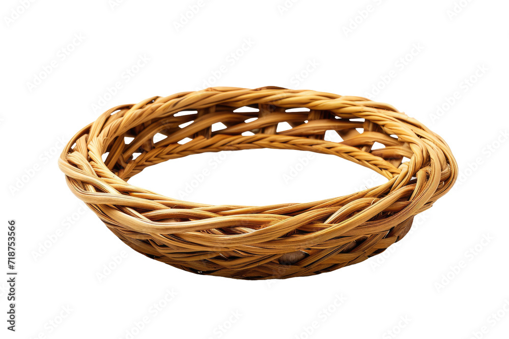 Woven Rattan Frame Isolated on Transparent Background