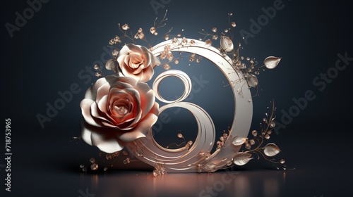 Beautiful charming creative number 8, to congratulate the birthday banner, the eighth of March, international women's day. Stylish background, luxury design.