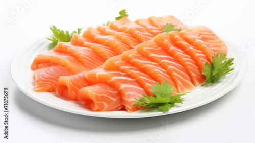 Salmon sashimi isolated white background