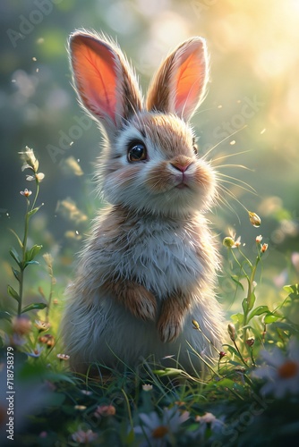 Bunny in the Sunflowers Generative AI