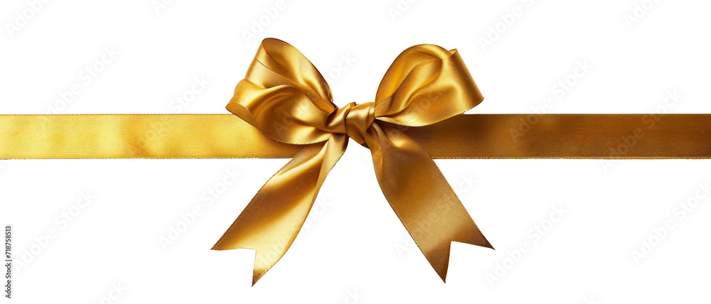 Golden ribbon bow isolated on white or transparent background. Golden ribbon bow isolated on white or transparent background.