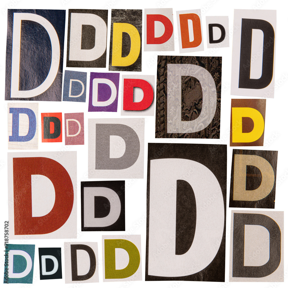 Letter D cut out from newspapers Letter D cut out from newspapers