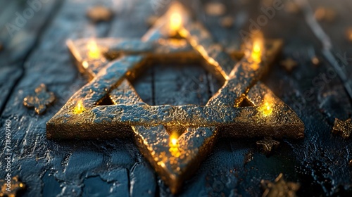 Photographie Glowing Star of David: A Celebration of Jewish Culture and Tradition Generative