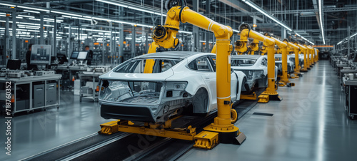 Robotic manufacturing process of modern automobiles