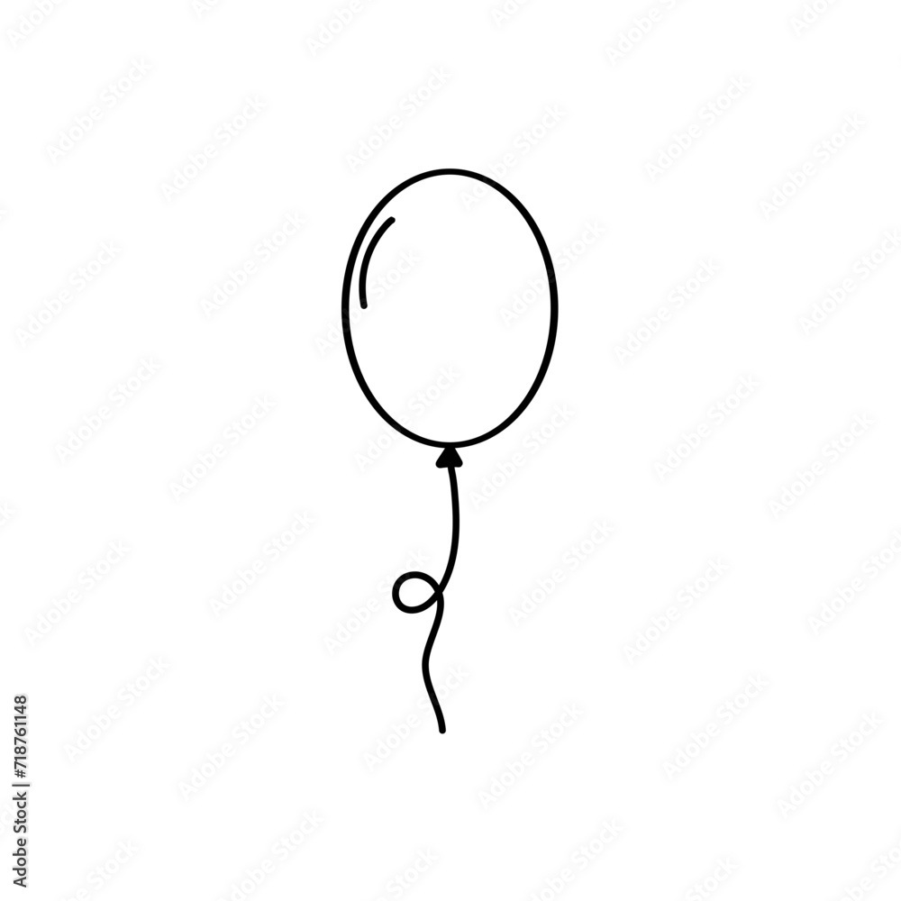 Hand drawn balloon with line string Hand drawn balloon with line string