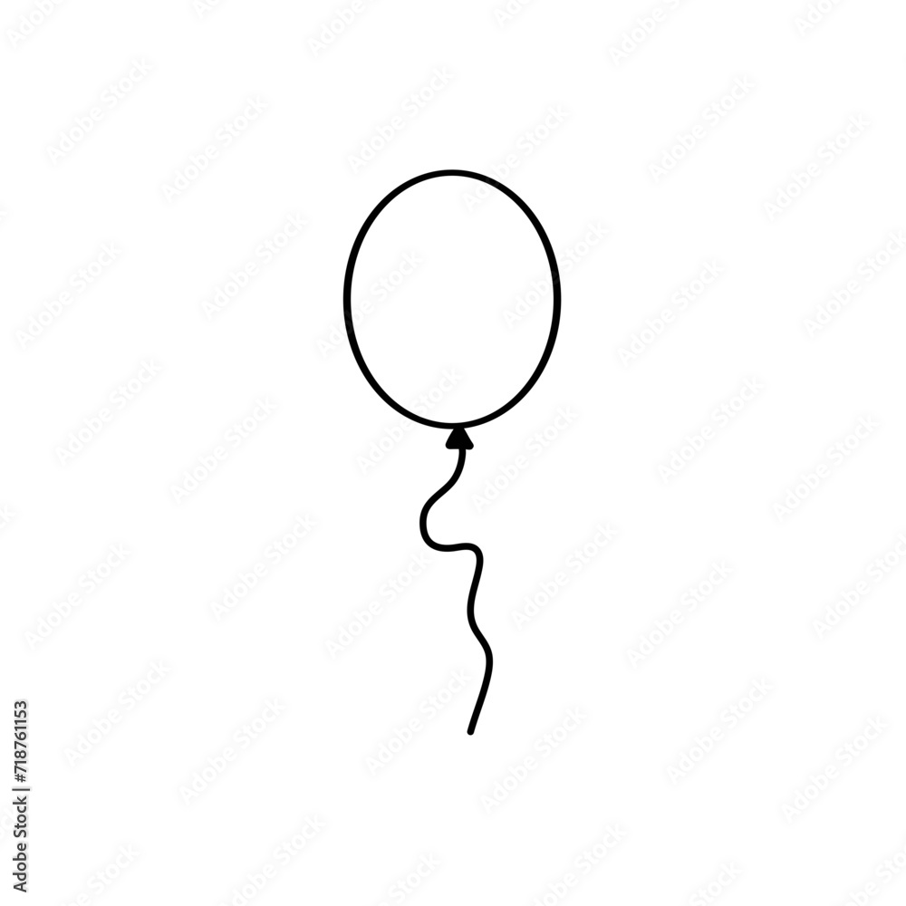 Hand drawn balloon with line string Hand drawn balloon with line string