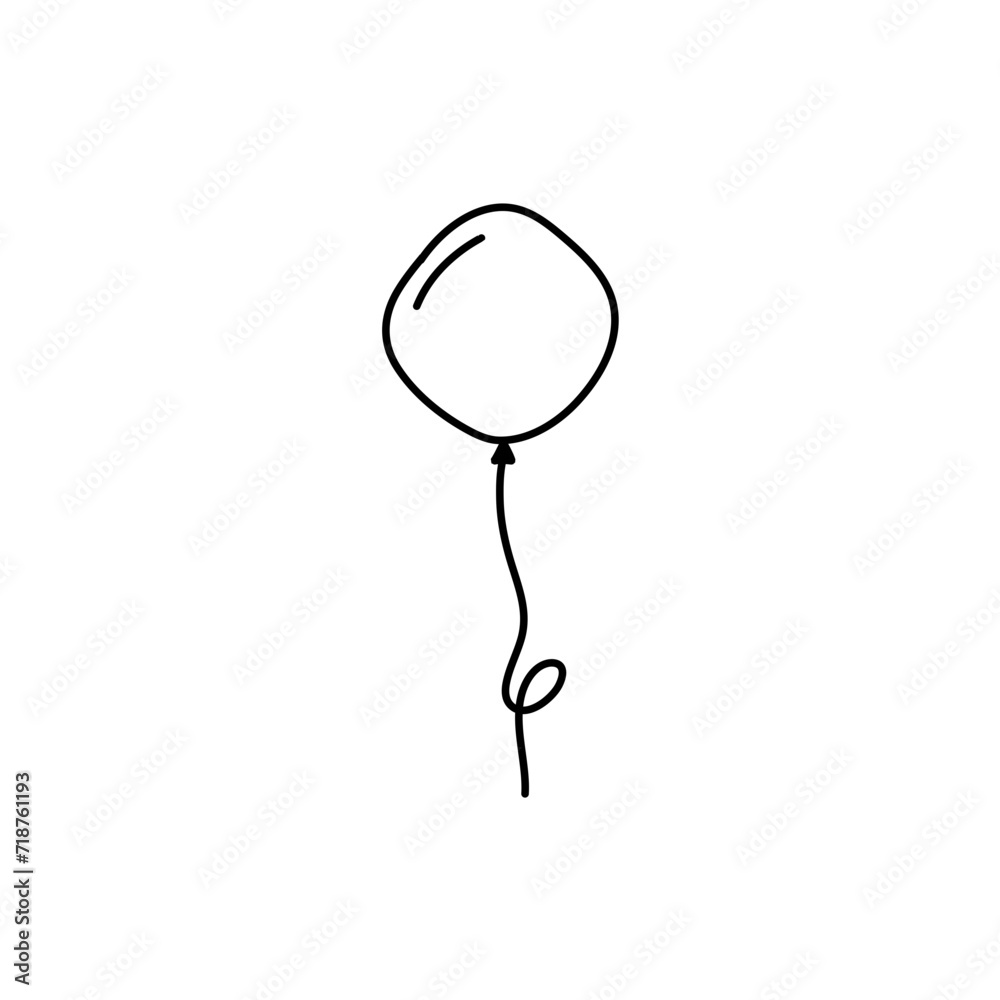 Hand drawn balloon with line string Hand drawn balloon with line string