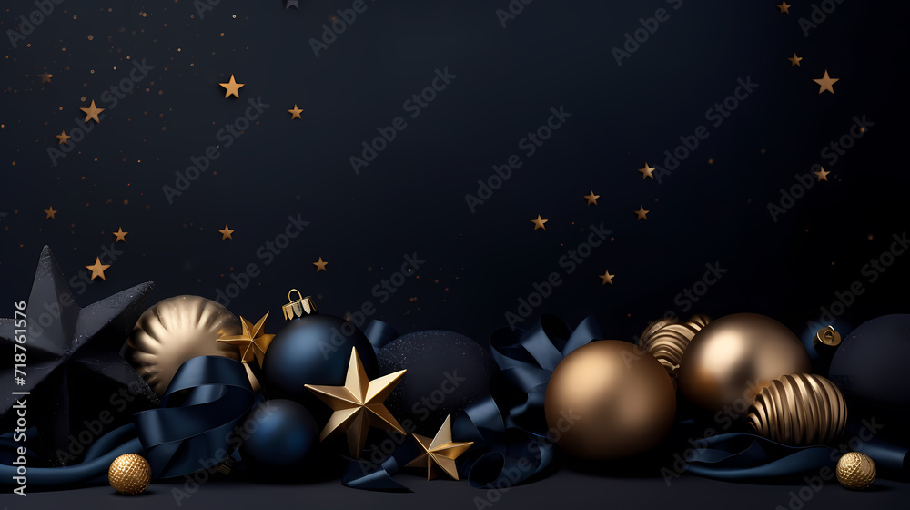 Naklejka premium Luxurious Christmas balls on glowing bokeh background, Christmas and New Year minimalistic background