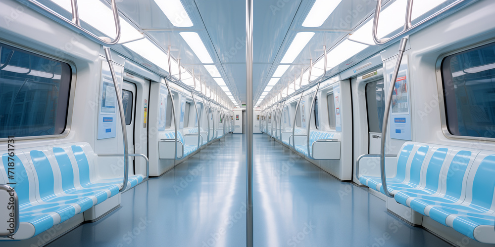 Fototapeta premium View of a metro train without passengers at a metro station