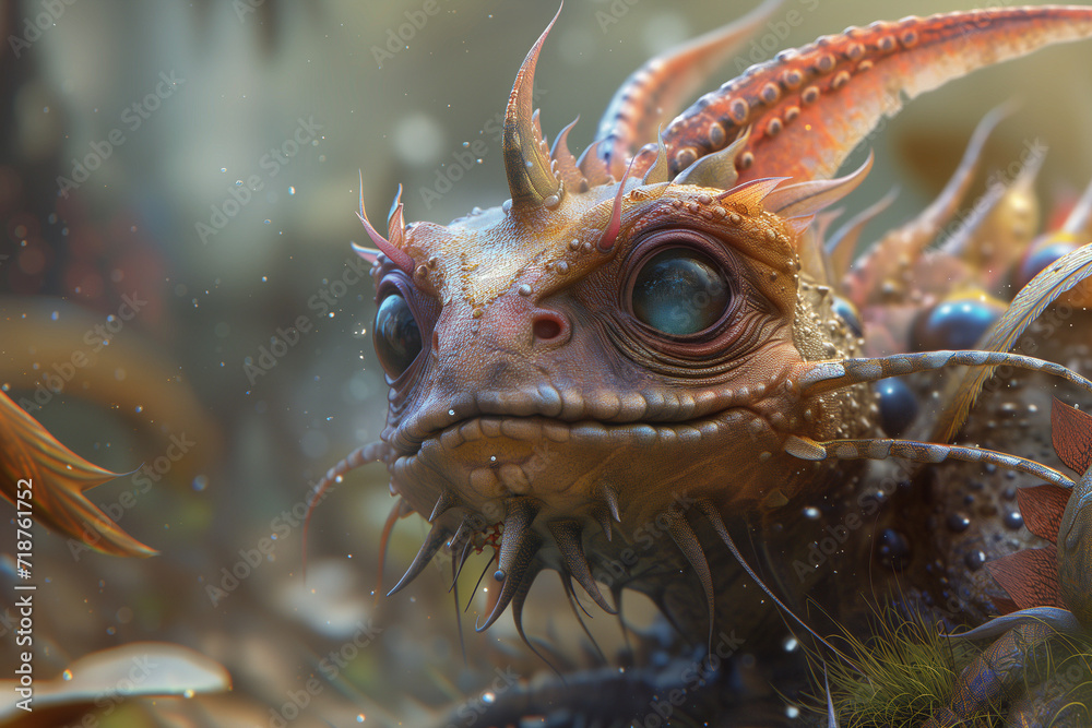 close-up portrait of a baby dragon close-up portrait of a baby dragon
