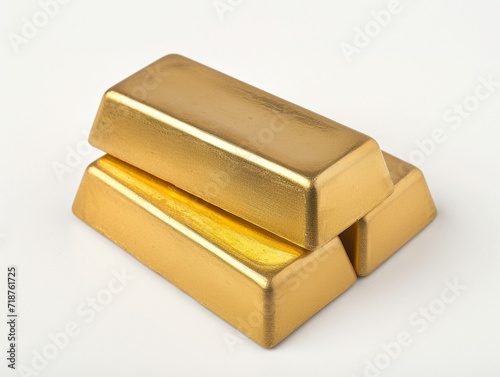 Pile of gold bars isolated on white background in minimalist style. 