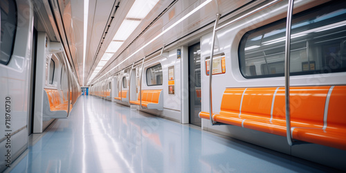 View of a metro train without passengers at a metro station