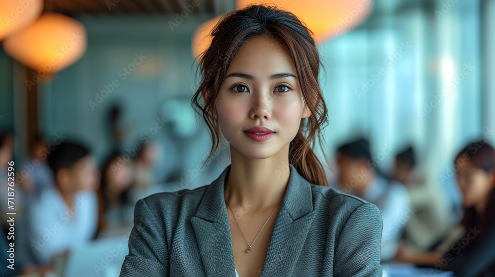 Portrait of a elegant woman at a office business meeting. Portrait of a elegant woman at a office business meeting.