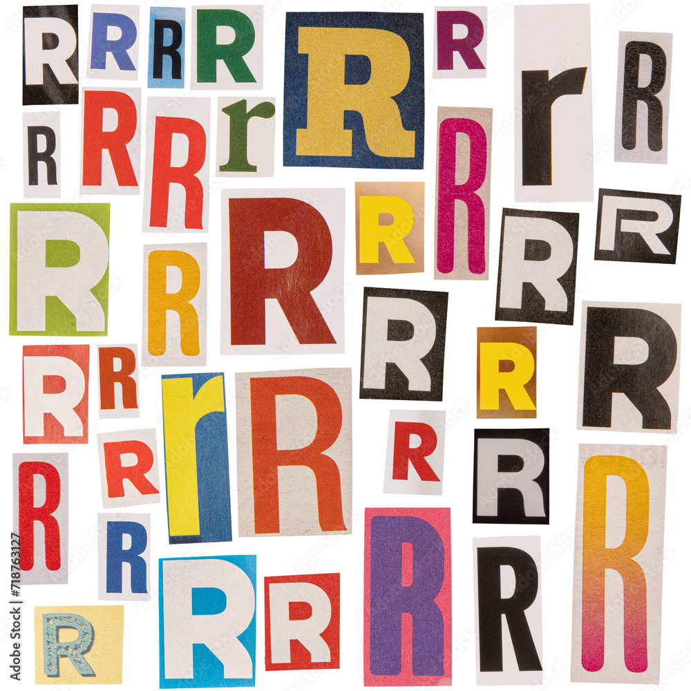 Letter R cut out from newspapers Letter R cut out from newspapers