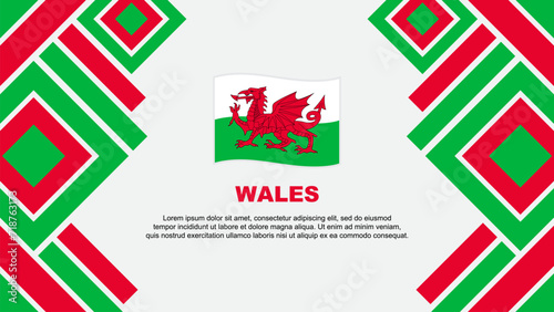Wales Flag Abstract Background Design Template. Wales Independence Day Banner Wallpaper Vector Illustration. Wales