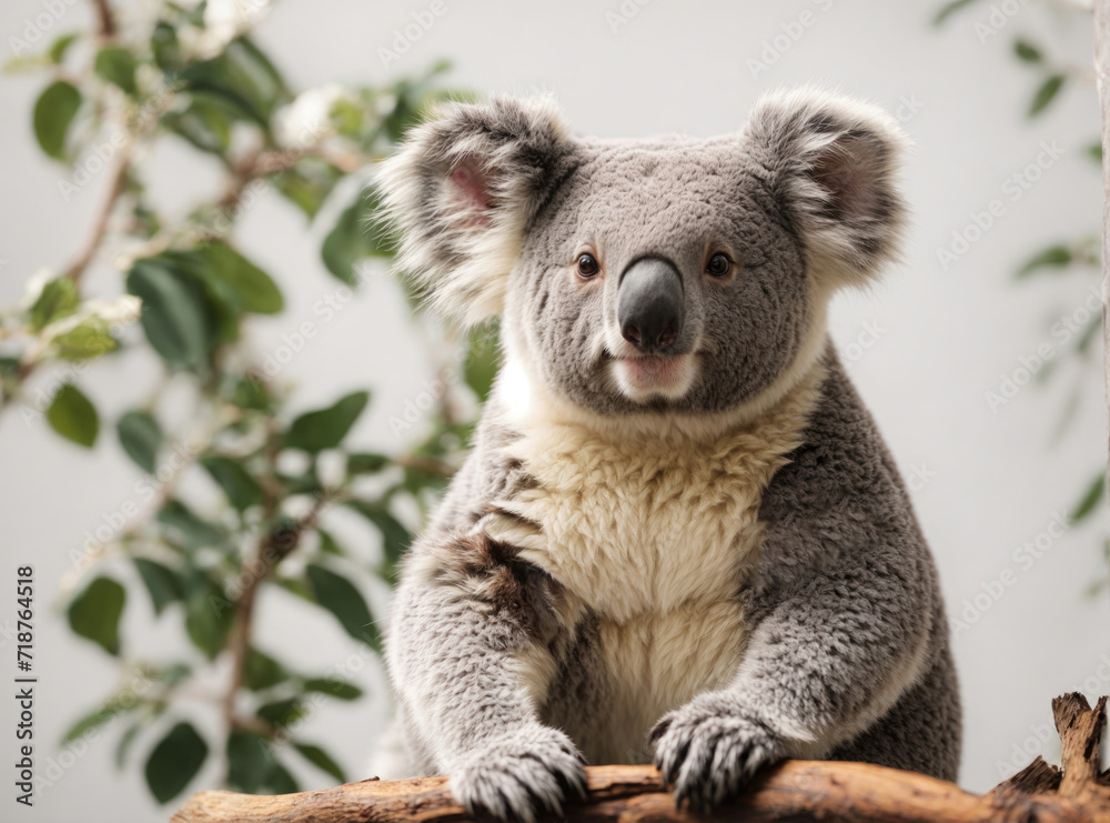 Fototapeta premium Koala Grace in White Studio Light
