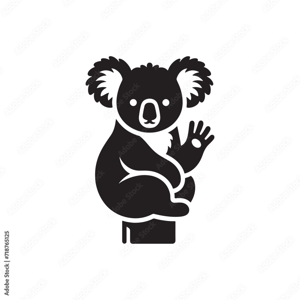Fototapeta premium Koala Dreamscape Symphony: Koala Bear Silhouettes Composing a Symphony of Dreams within the Lush Eucalyptus Canopy - Koala Illustration - Koala Bear Illustration - Koala Vector 