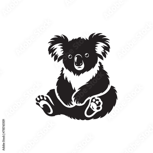 Ethereal Koala Serenity: Koala Bear Silhouette Set in an Ethereal Serenity, Bathed in the Glow of Moon-Kissed Shadows - Koala Illustration - Koala Bear Illustration - Koala Vector
