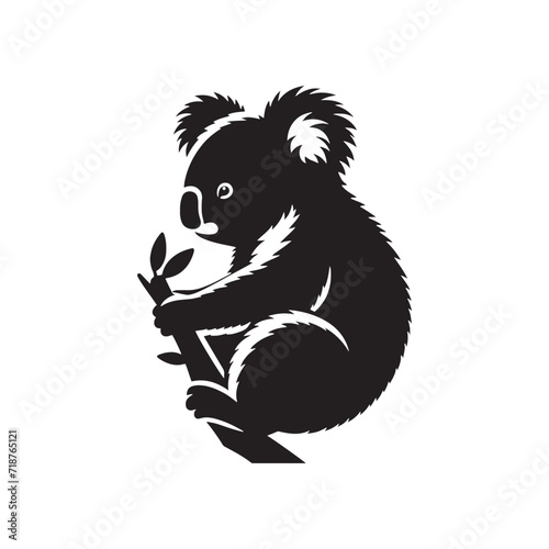 Celestial Koala Canopy: A Tapestry of Koala Bear Silhouettes beneath the Celestial Canopy of Night - Koala Illustration - Koala Bear Illustration - Koala Vector
