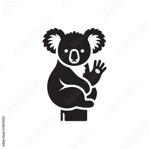 Koala Dreamscape Symphony: Koala Bear Silhouettes Composing a Symphony of Dreams within the Lush Eucalyptus Canopy - Koala Illustration - Koala Bear Illustration - Koala Vector
