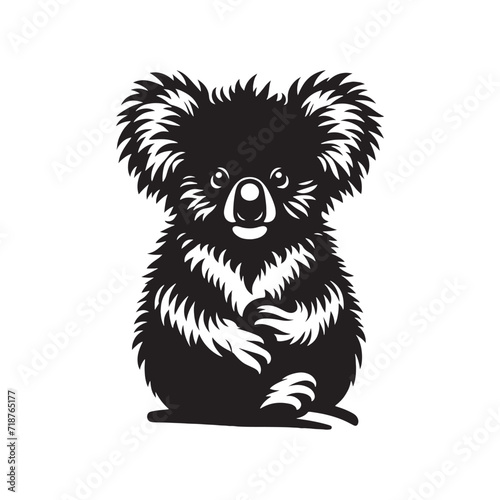 Enchanted Eucalyptus Rhapsody: Koala Bear Silhouettes Singing a Rhapsody Amidst the Enchanting Eucalyptus Symphony - Koala Illustration - Koala Bear Illustration - Koala Vector
