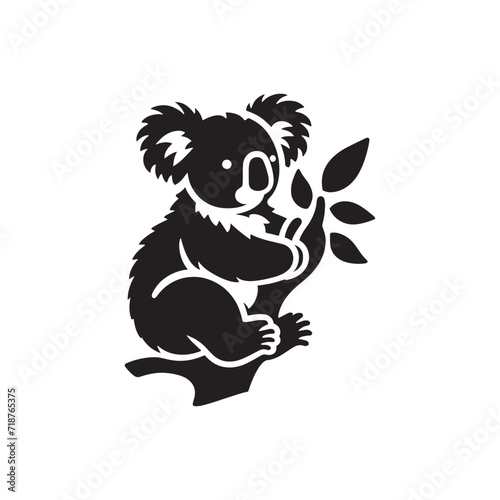 Fototapeta Naklejka Na Ścianę i Meble -  Enchanted Eucalyptus Ballet: Koala Bear Silhouette Dance amid the Fragrant Leaves, a Ballet of Natural Splendor - Koala Illustration - Koala Bear Illustration - Koala Vector
