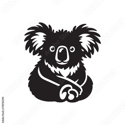 Velvet Paws Koala Nocturne: Koala Bear Silhouette Nocturne Painted with Velvet Paws Tiptoeing through Night's Symphony - Koala Illustration - Koala Bear Illustration - Koala Vector
