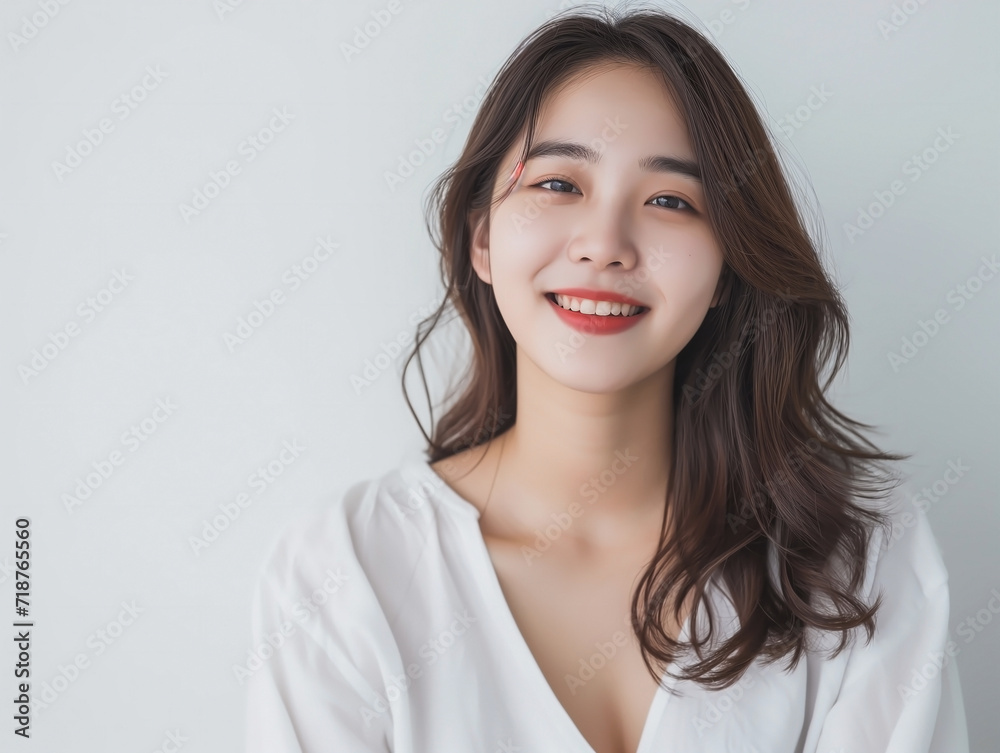 Radiant Smile: Young Woman in a White Blouse with a Clean Background
Radiant Smile: Young Woman in a White Blouse with a Clean Background