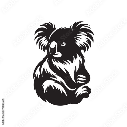 Velvet Moon Koala Waltz: Koala Bear Silhouette Dance beneath the Velvet Moonlight, a Graceful Nocturnal Choreography - Koala Illustration - Koala Bear Illustration - Koala Vector
