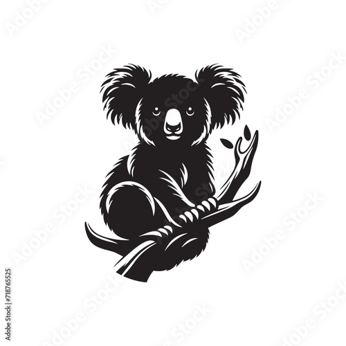 Silken Koala Shadows: Koala Bear Silhouette Collection Creating an Elegant Tapestry of Nature's Silhouetted Poetry - Koala Illustration - Koala Bear Illustration - Koala Vector
