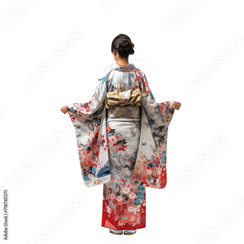 woman wear kimono isolated