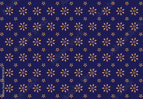 Luxury floral geometric pattern. Seamless vector background. Dark blue and gold ornament. Graphic floral pattern. 