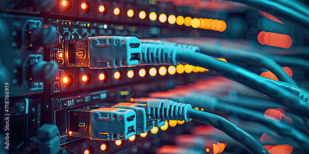 cables and connections for data transfer in the digital world. network ...