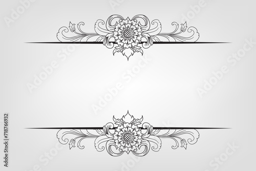 Classical Baroque Filigree Decoration Ornament Vintage Floral Border Style Antique Art Retro