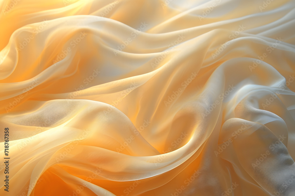 Golden Silk Wave: Soft Textured Fabric Background in Pink and Orange with Smooth Flowing Patterns and Elegant Swirls – Light and Luxurious Design Illustration