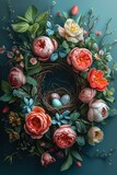 Easter Bunny's Basket of Flowers Generative AI