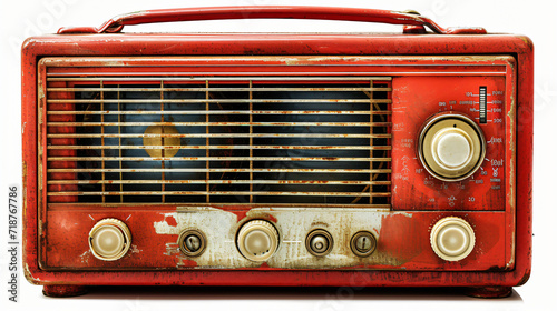 Red retro radio receiver