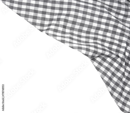 Wrinkled grey gingham fabric.
