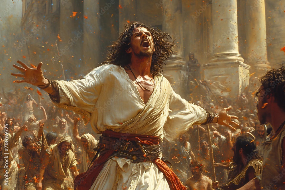 The Passion of Jesus Christ: A Dramatic Portrayal of the Last Days Generative AI - obrazy, fototapety, plakaty 