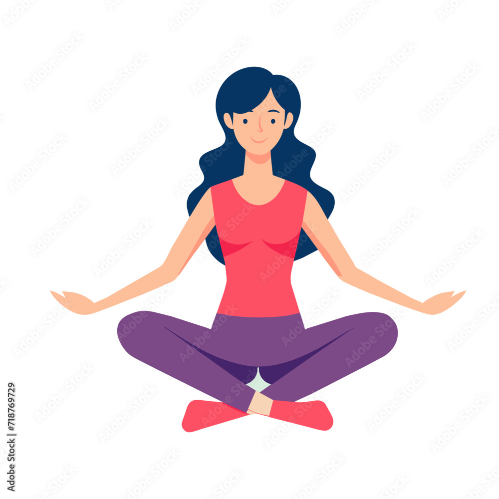 Woman doing yoga. Flat graphic vector illustration on white background.