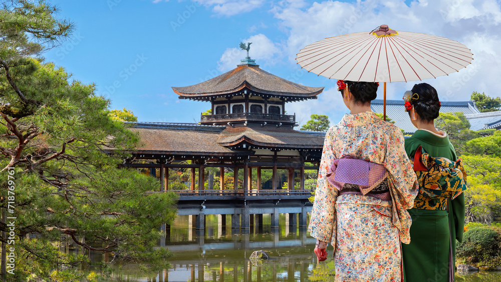 Japanese Tokyo Print Pattern Leather Tote Bag main image 1