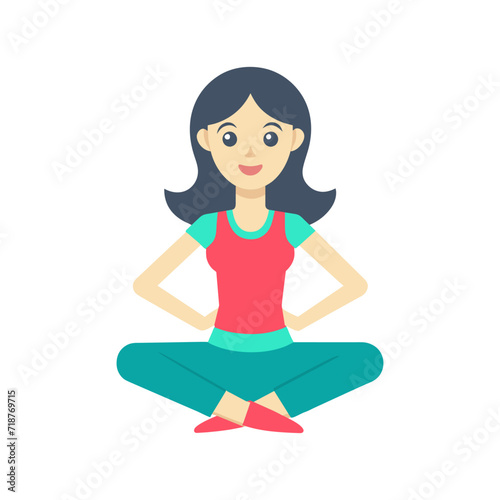 Woman doing yoga. Flat graphic vector illustration on white background.