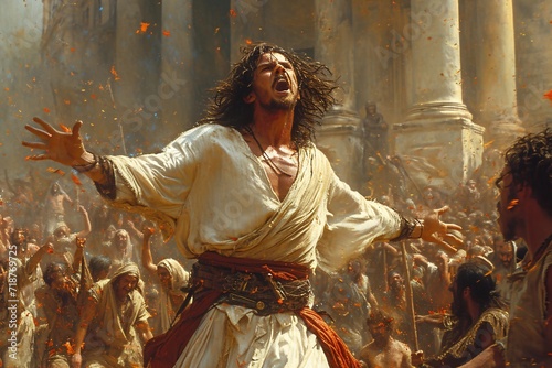 Obraz na płótnie The Passion of Jesus Christ: A Dramatic Portrayal of the Last Days Generative AI
