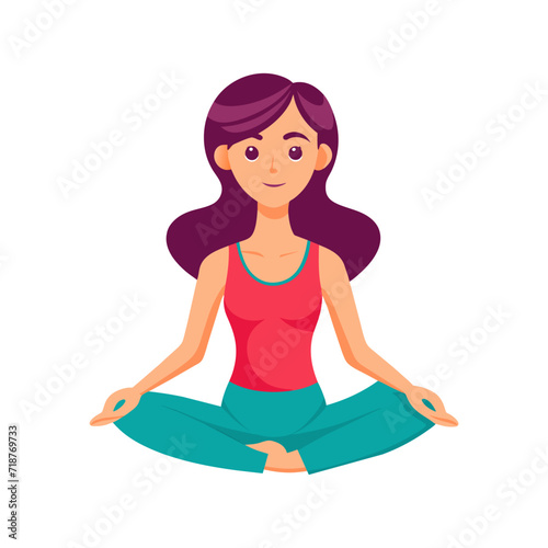 Woman doing yoga. Flat graphic vector illustration on white background.