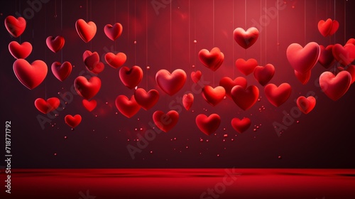 red hearts on a dark red background