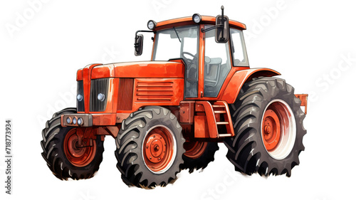 Agricultural towing tractor for farming on a white background