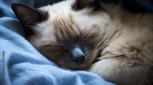 Siamese cat sleeping close up © Ghazanfar