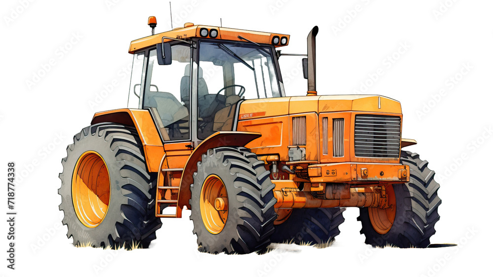 Agricultural towing tractor for farming on a white background Agricultural towing tractor for farming on a white background